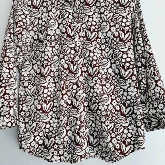 LAUREN Ralph Lauren / 3/4 Sleeve Button Down Shirt Floral Sz M - Picture 4 of 8